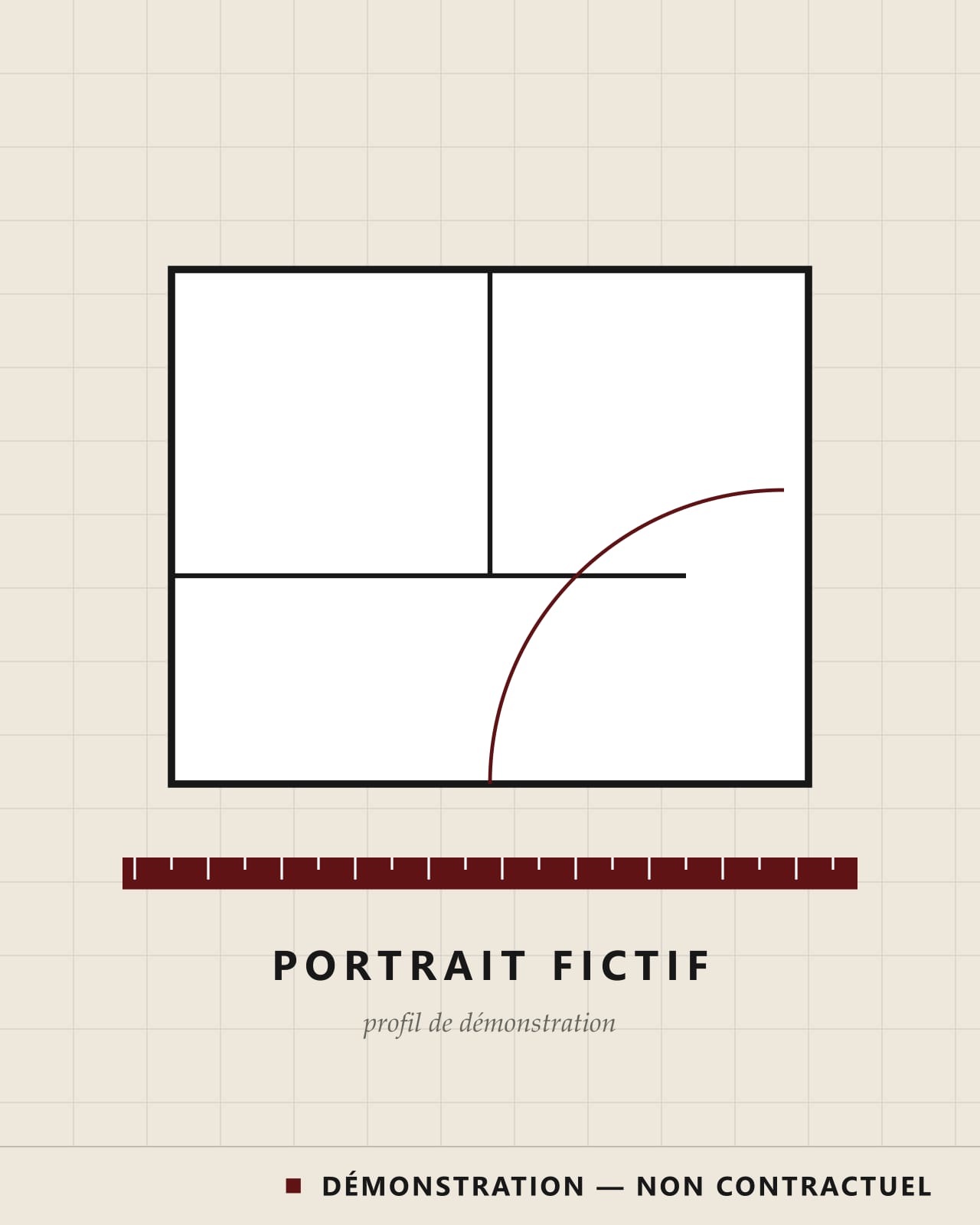 Composition graphique abstraite tenant la place d’un portrait : profil de démonstration, aucune personne représentée.