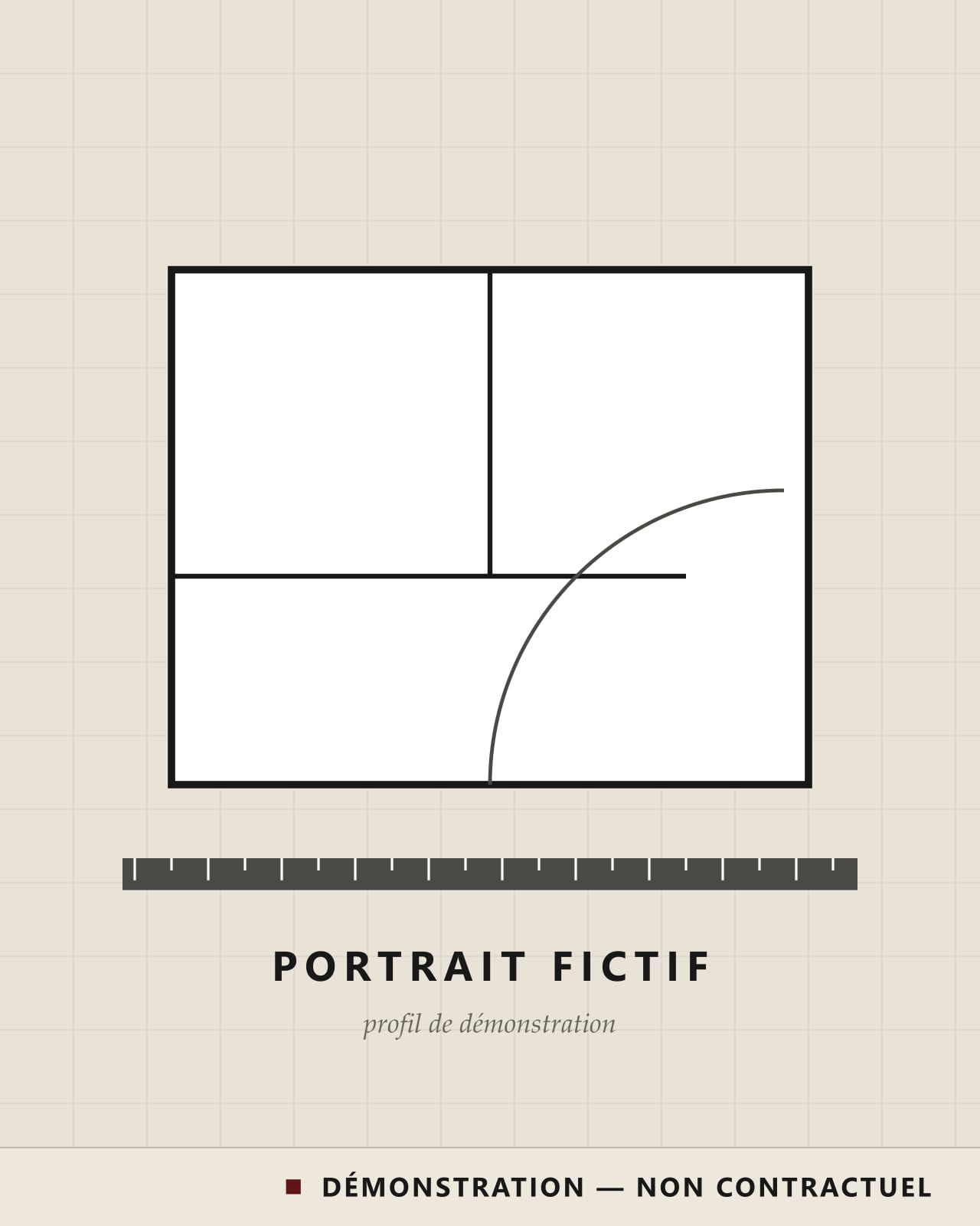 Composition graphique abstraite tenant la place d’un portrait : profil de démonstration, aucune personne représentée.